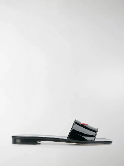 Shop Prada Triangle Cut Out Sandals In Black
