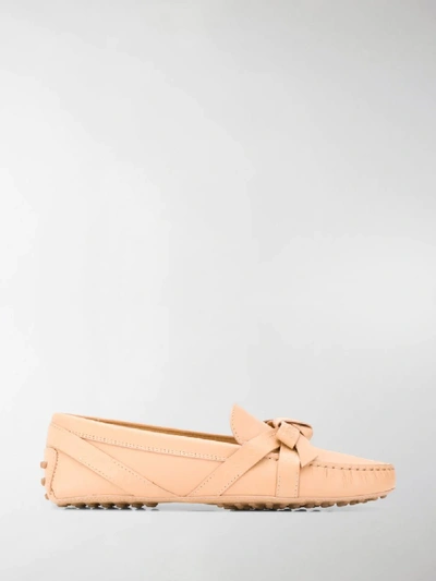 Shop Tod's Gommino Bow Loafers In Neutrals