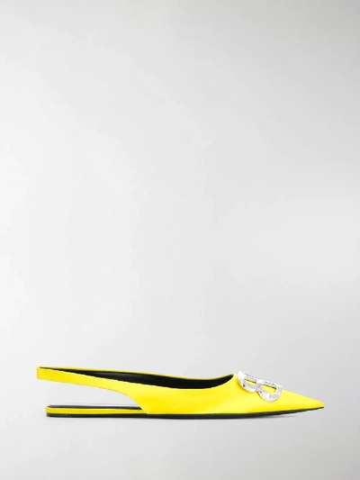 Shop Balenciaga Flat Logo Pumps In Yellow