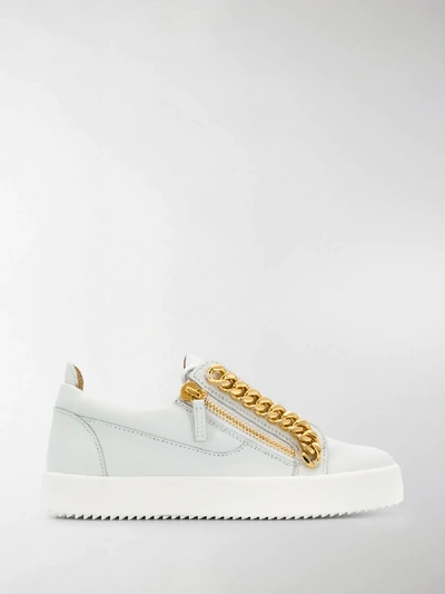 Shop Giuseppe Zanotti Chain Detail Sneakers In White