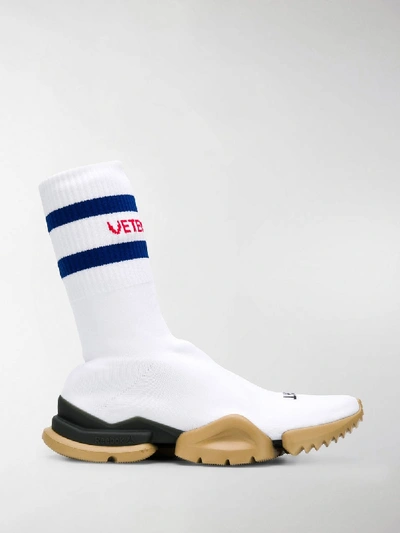 Shop Vetements Logo Sock Sneakers In White