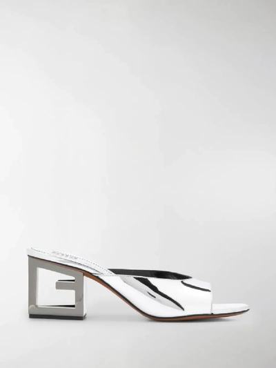 Shop Givenchy G Heel Mules In Silver