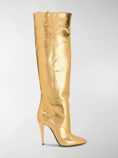 Shop Saint Laurent Abbey Boots In Gold