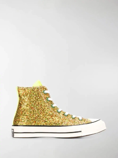 Shop Converse Glitter Chuck 70 Sneakers In Gold