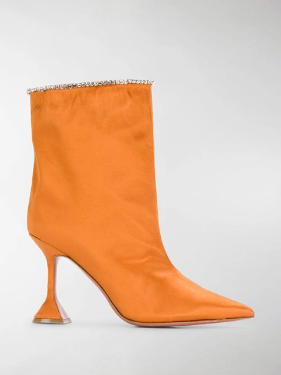 Shop Amina Muaddi Mia Pointed Boots In Orange