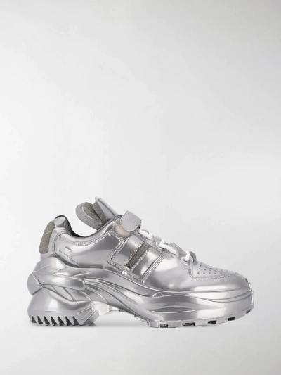 Shop Maison Margiela Retro Fit Sneakers In Silver
