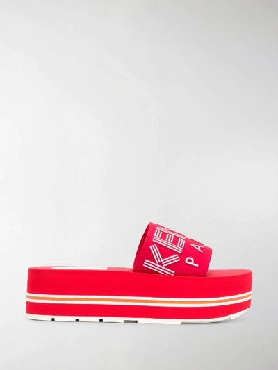 Shop Kenzo Logo Sliders In Red