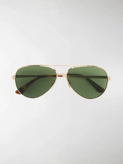 Shop Saint Laurent Classic 11 Aviator Sunglasses In Metallic