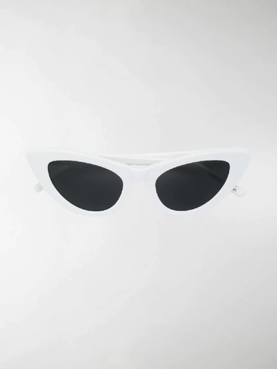 Shop Saint Laurent Cats Eye Sunglasses In White
