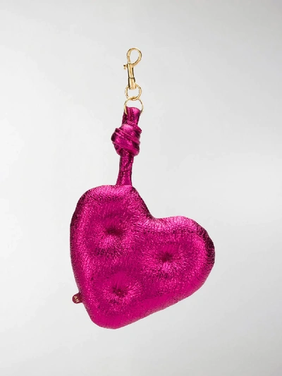 Shop Anya Hindmarch Heart Shaped Keyring In Pink