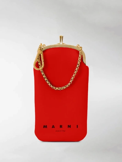 Shop Marni Chain-detail Purse In Red
