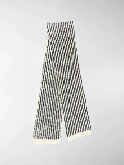 Shop Saint Laurent Knitted Scarf In White