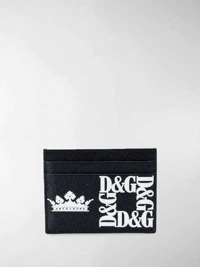 Shop Dolce & Gabbana Printed Logo Cardholder In Black