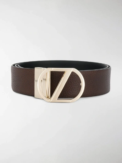 Shop Z Zegna Reversible Buckle Belt In Brown