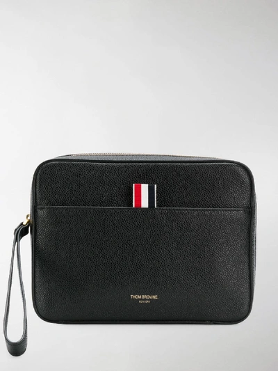 Shop Thom Browne Textured Zip Pouch In Black