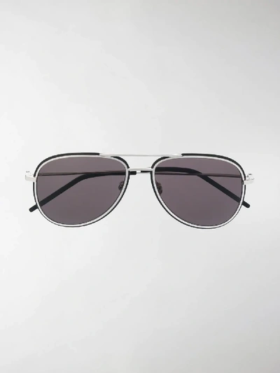 Shop Saint Laurent Classic Sl 294 Sunglasses In Silver