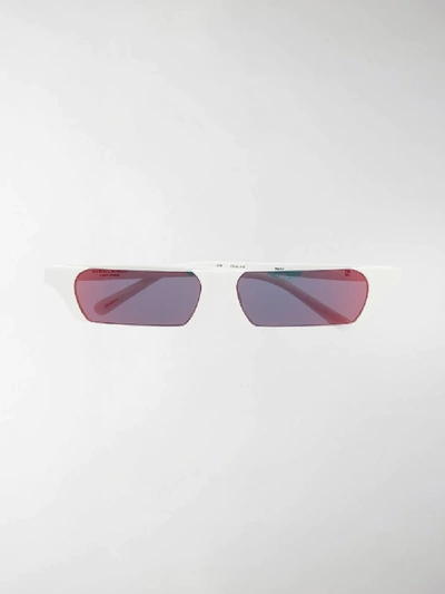 Shop Marcelo Burlon County Of Milan Marcelo Burlon By Linda Farrow Rectangular Sunglasses In White