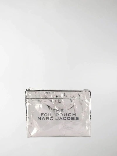 Shop Marc Jacobs Foil Flat Pouch In Silver