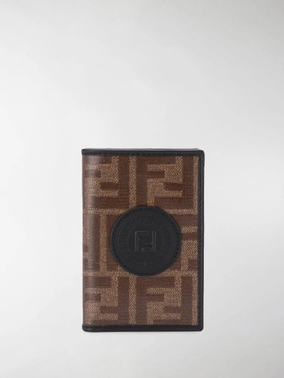 Shop Fendi Double F Logo Card Holder In Brown