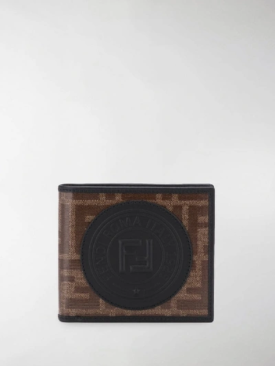 Shop Fendi Ff Monogram Card Holder In Brown