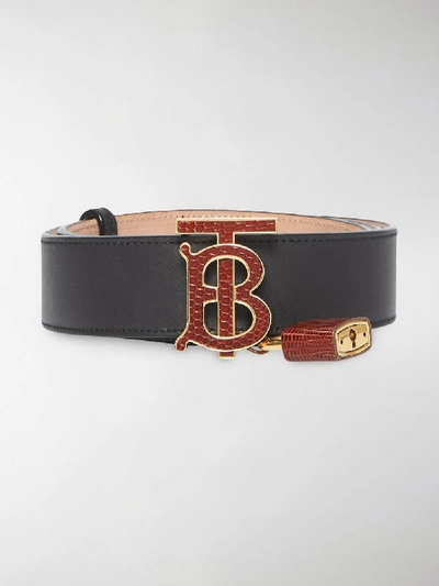 Shop Burberry Tb Monogram Belt In Black