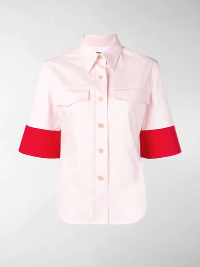 Shop Calvin Klein 205w39nyc Contrast Sleeve Shirt In Pink