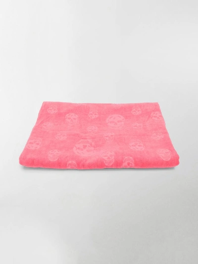 Shop Alexander Mcqueen Skull Motif Towel In Pink