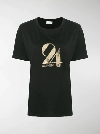 Shop Saint Laurent Université-print T-shirt In Black