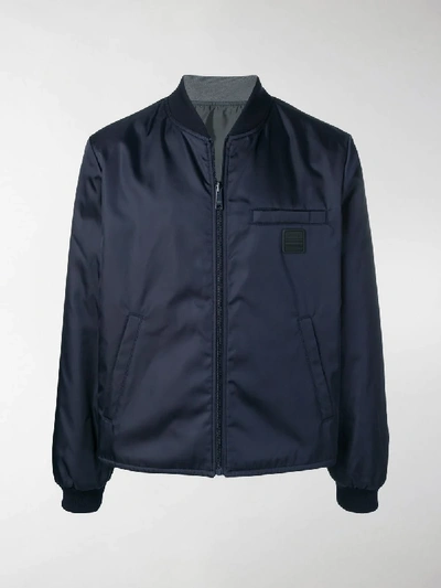 Shop Prada Reversible Nylon Gabardine Bomber Jacket In Blue