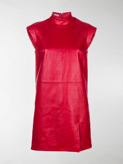 Shop Miu Miu Leather Mini Dress In Red