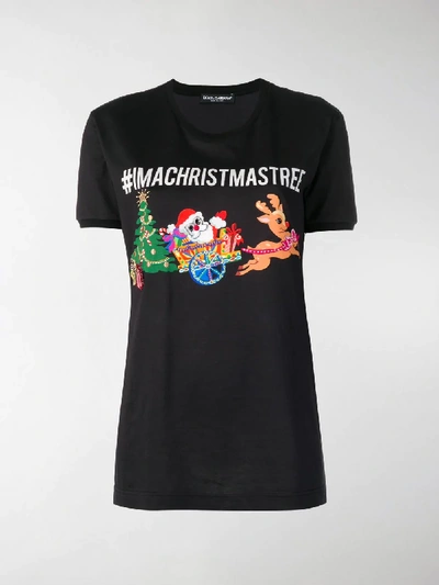 Shop Dolce & Gabbana #imacristmastree Print T-shirt In Black