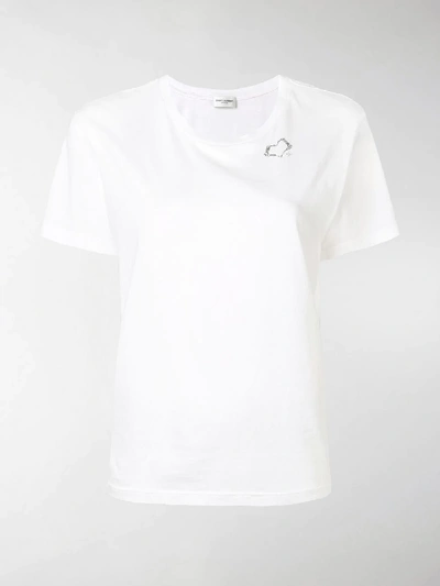Shop Saint Laurent Sl Heart Print T-shirt In White