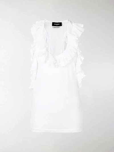 Shop Dsquared2 Ruffled Vest Top In White