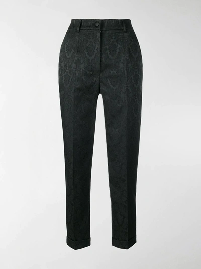 Shop Dolce & Gabbana Cropped Jacquard Trousers In Black