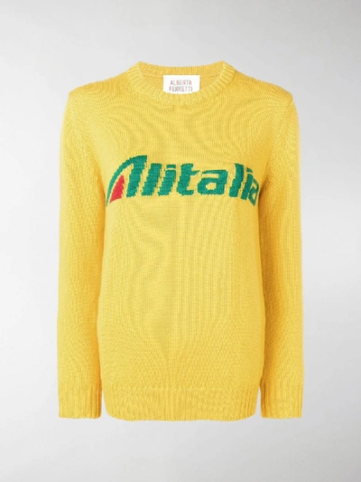 Shop Alberta Ferretti Alitalia Knit Sweater In Yellow