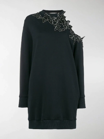 Shop Christopher Kane Sequin Flower Sweater Dress In Black