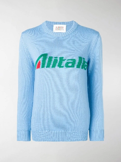 Shop Alberta Ferretti Alitalia Knit Sweater In Blue