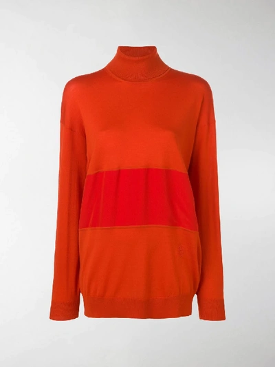 Shop Chloé Turtle-neck Panelled Sweater In Red