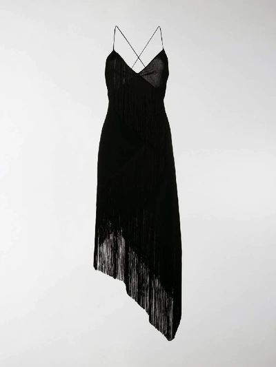 Shop Givenchy Cascading Fringe Slip Dress In Black