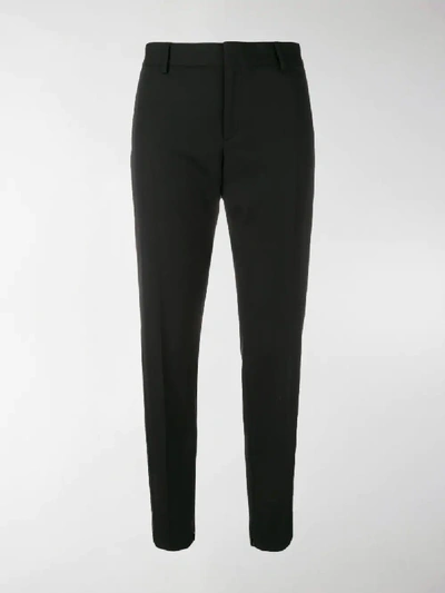 Shop Saint Laurent Stripe Detail Tailored Trousers In Black