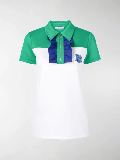 Shop Prada Ruched Detail Polo Shirt In White