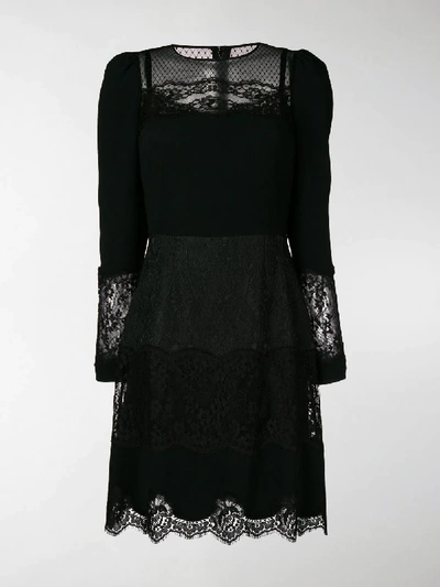 Shop Dolce & Gabbana Lace Panel Dress In Black