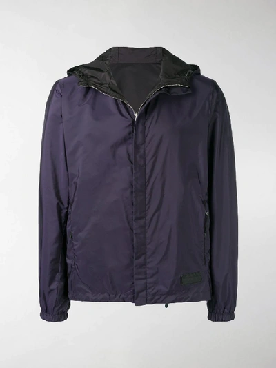 Shop Prada Zip-up Hooded Jacket In Black
