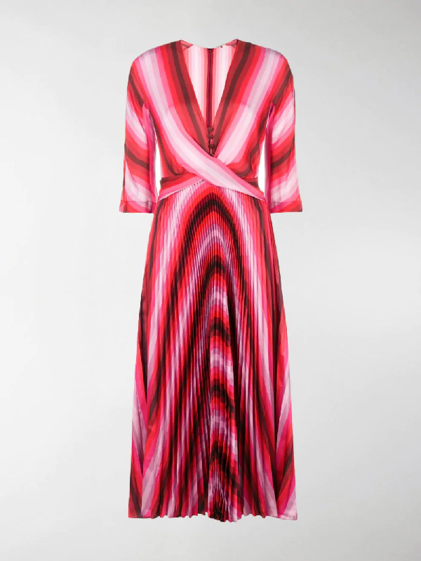 red and pink pleated dress