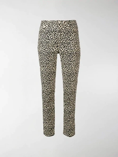 Shop Apc Leopard Print Fitted Trousers In Neutrals