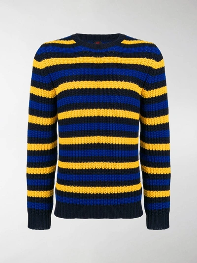 Shop Mp Massimo Piombo Striped Chunky Sweater In Blue