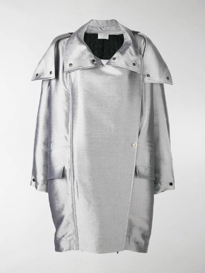 Shop Poiret Oversized Parka In Silver