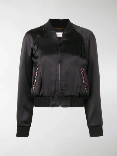 Shop Saint Laurent Zipped Bomber Jacket In Black