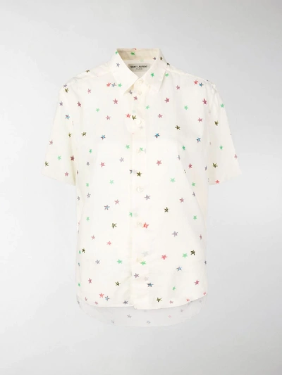 Shop Saint Laurent Star Print Shirt In Neutrals