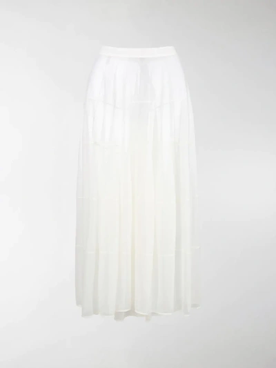 Shop Jil Sander Flared Sheer Maxi Skirt In White